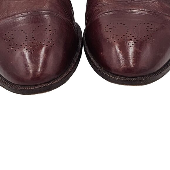 Vintage Bally Italy Dress Shoes Mens size 10.5 Burgundy Calfskin Leather Oxfords - Picture 9 of 11